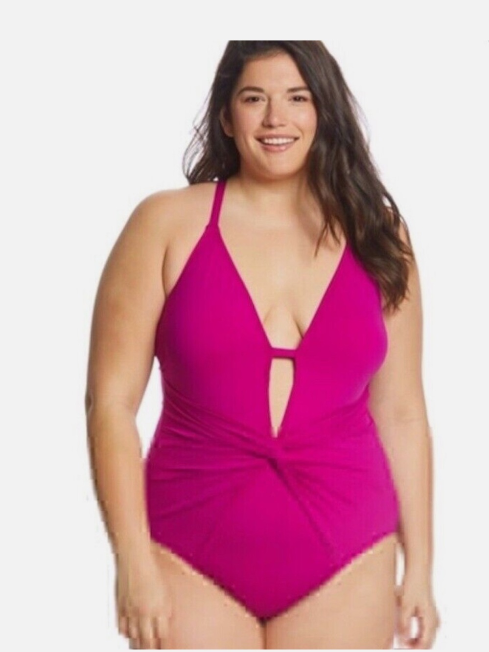 La Blanca Women’s Plus-Size Twist Front One-Piece Swimsuit — Magenta 20W